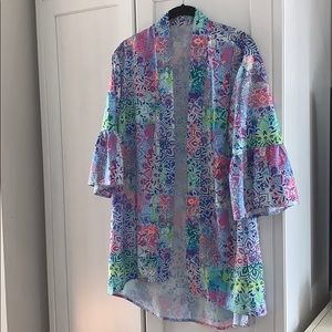 Silky, handmade, mandala print kimono